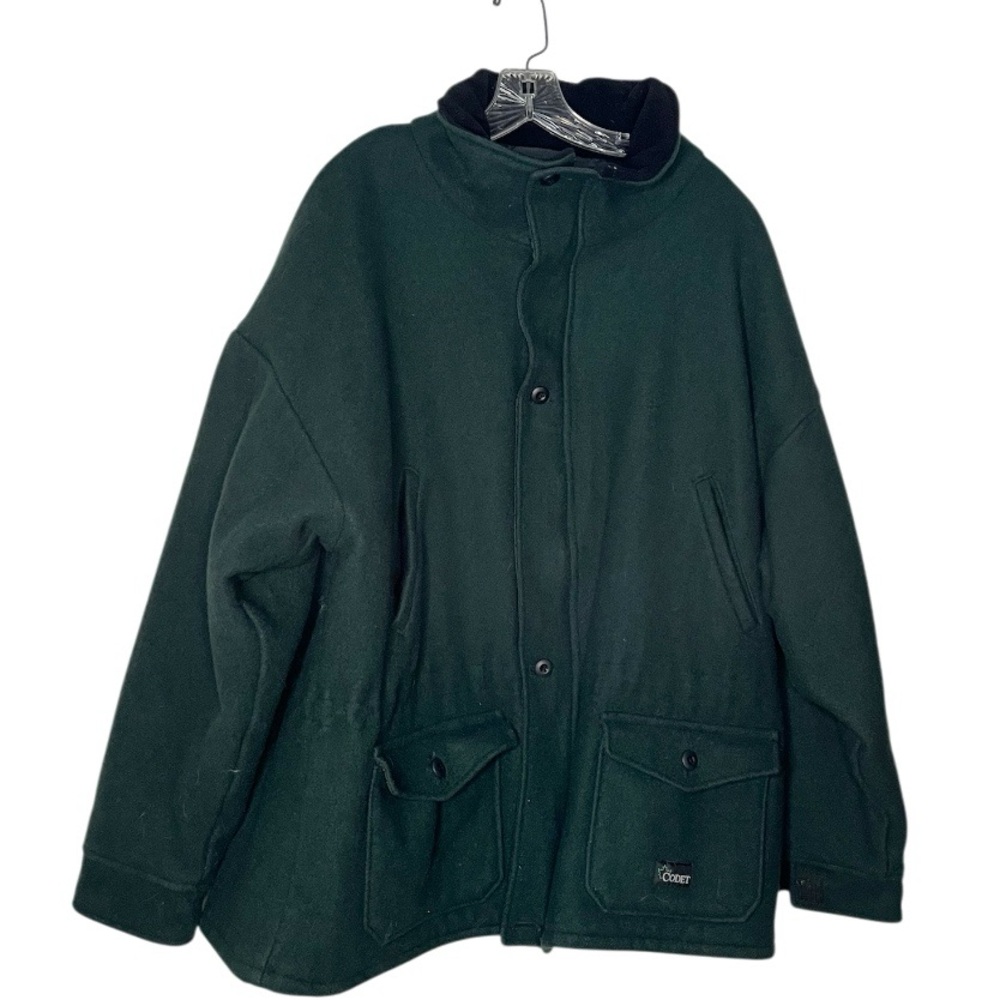 CODET Dark Green Winter Coat Wool Blend Drawstring Waist Thinsulate Size XL Reg